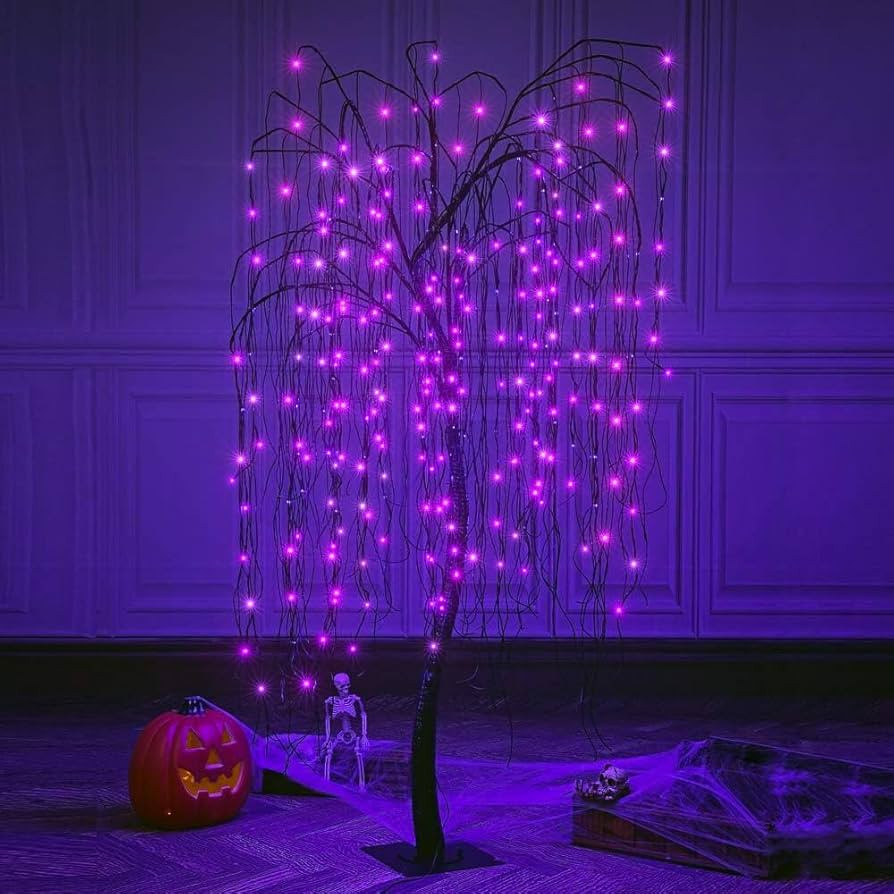 LIGHTSHARE 7 Feet Halloween Willow Tree with Spiders, 256 LED Lights for Home, Festival,Nativity,... | Amazon (US)