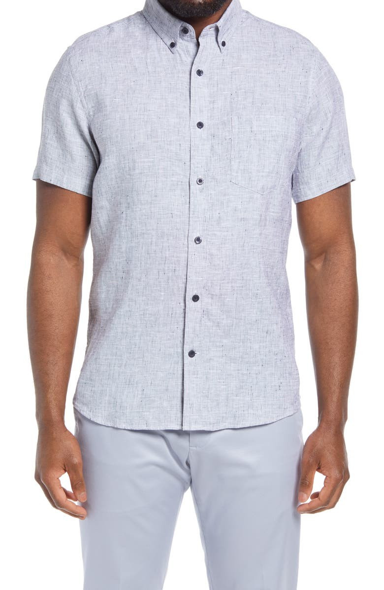 Solid Linen Short Sleeve Button-Down Shirt | Nordstrom