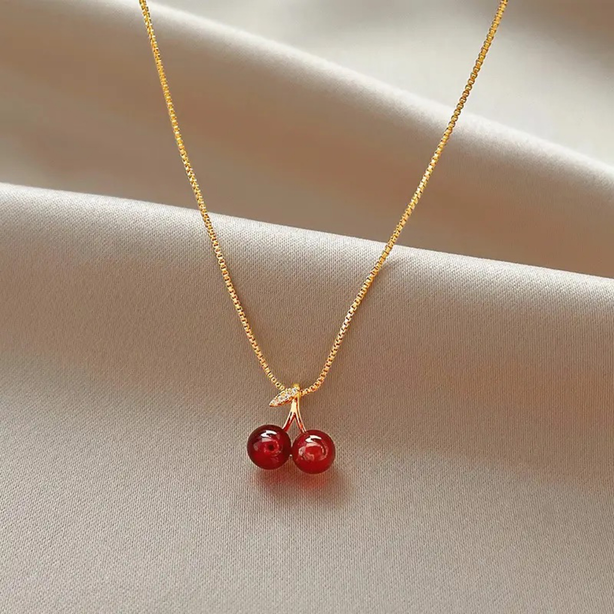 Wine Red Cherry Gold Colour Pendant Necklace For Women Personality Fashion Necklace Wedding Jewelry Birthday Gifts

#LTKbeauty