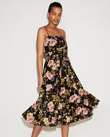 Floral Empire Waist Midi Dress | Express