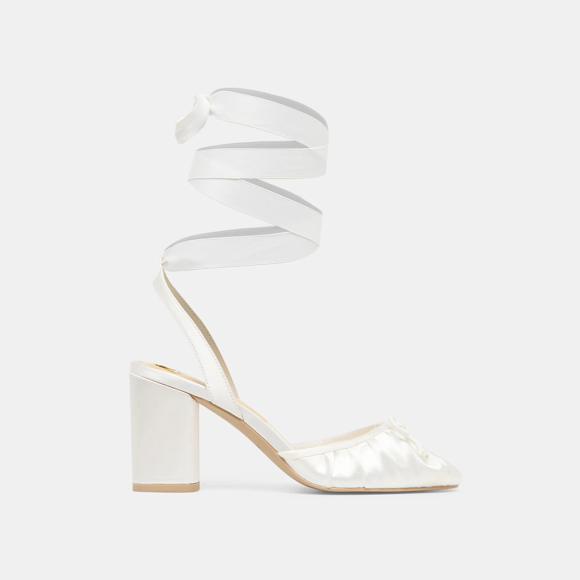 Tisha Heels True White Satin | DolceVita.com