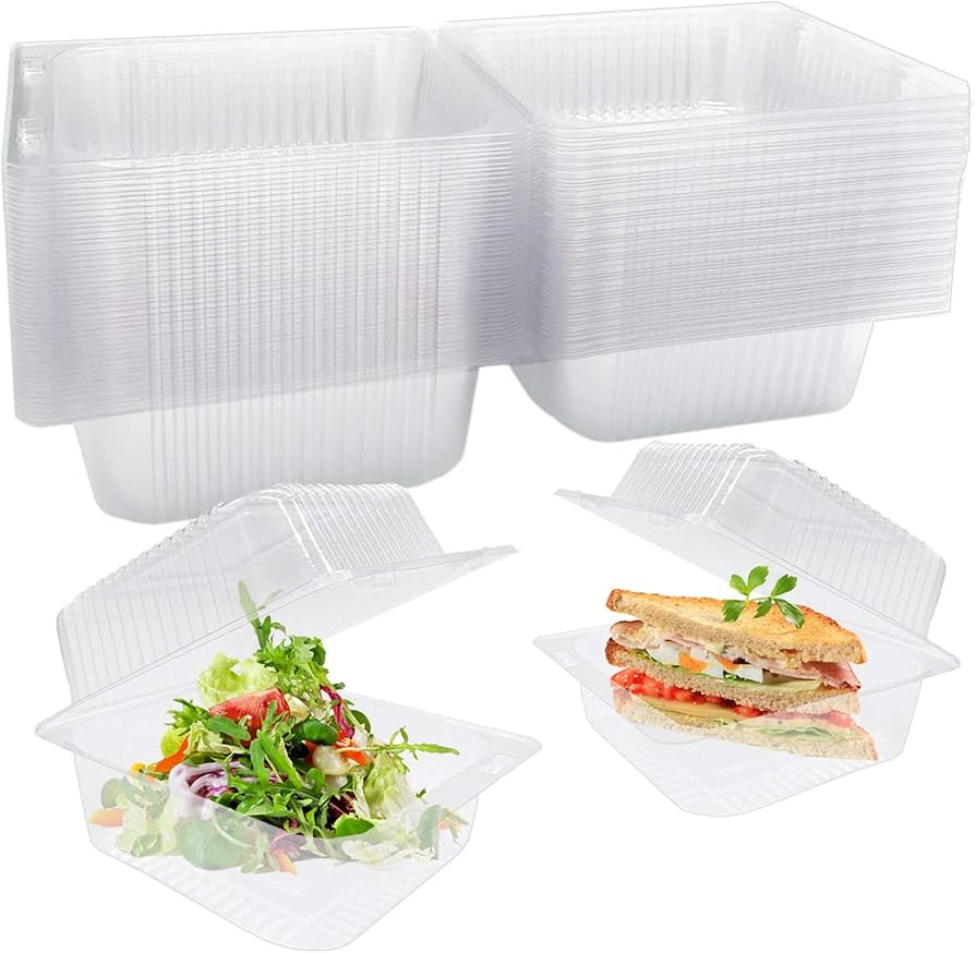 OJYUDD 50 Pcs Clear Plastic Take out Containers,Square Hinged Food Containers,Disposable Clamshel... | Amazon (US)