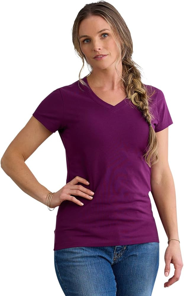 Women's Organic Pima Cotton Short Sleeve V-Neck T-Shirt | Amazon (US)