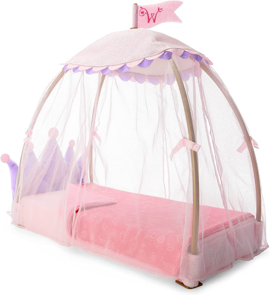 American Girl WellieWishers 14.5-inch Doll Royal Canopy Bed Playset with Mesh Drapes, Flag, and B... | Amazon (US)