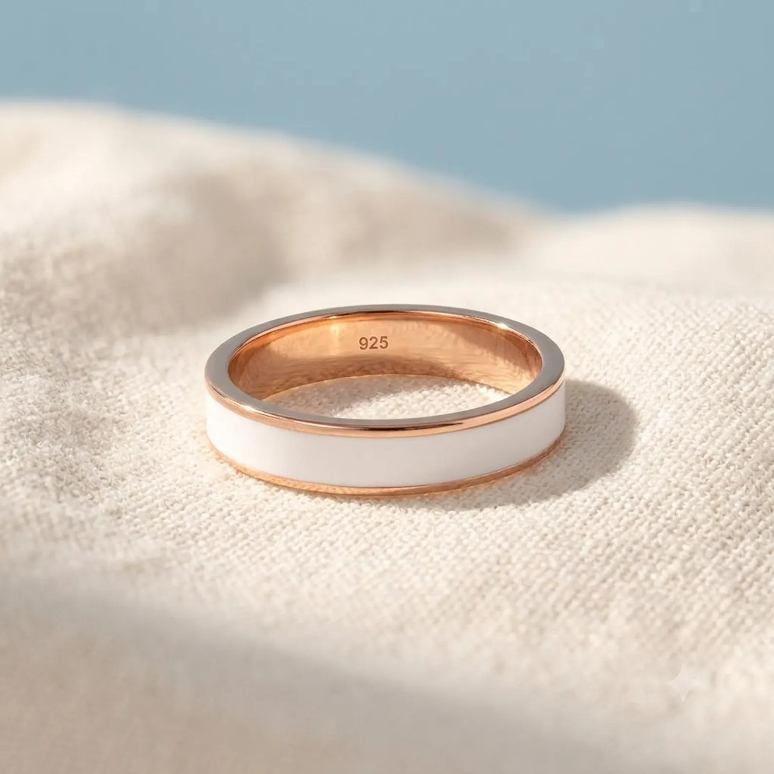 4mm White Enamel Band Ring | Sterling Silver Promise, Wedding, Stacking Band | Etsy (Global)