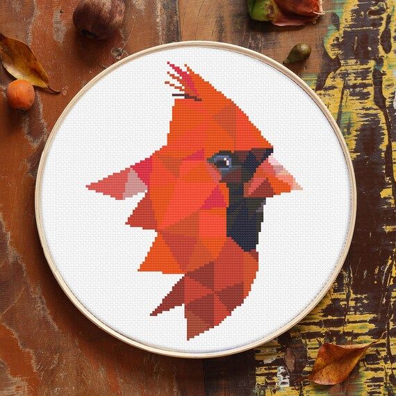 Modern geometric cross stitch pattern Cardinal bird, Christmas, Animal Nature | Etsy (US)