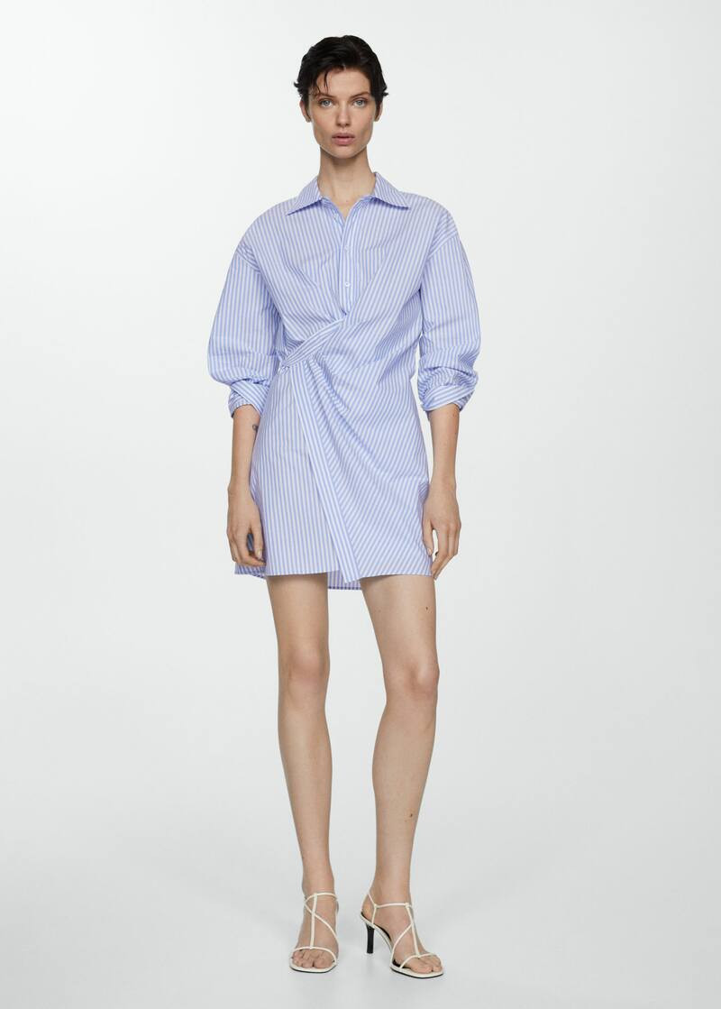 Striped wrap shirt dress -  Women | Mango USA | MANGO (US)