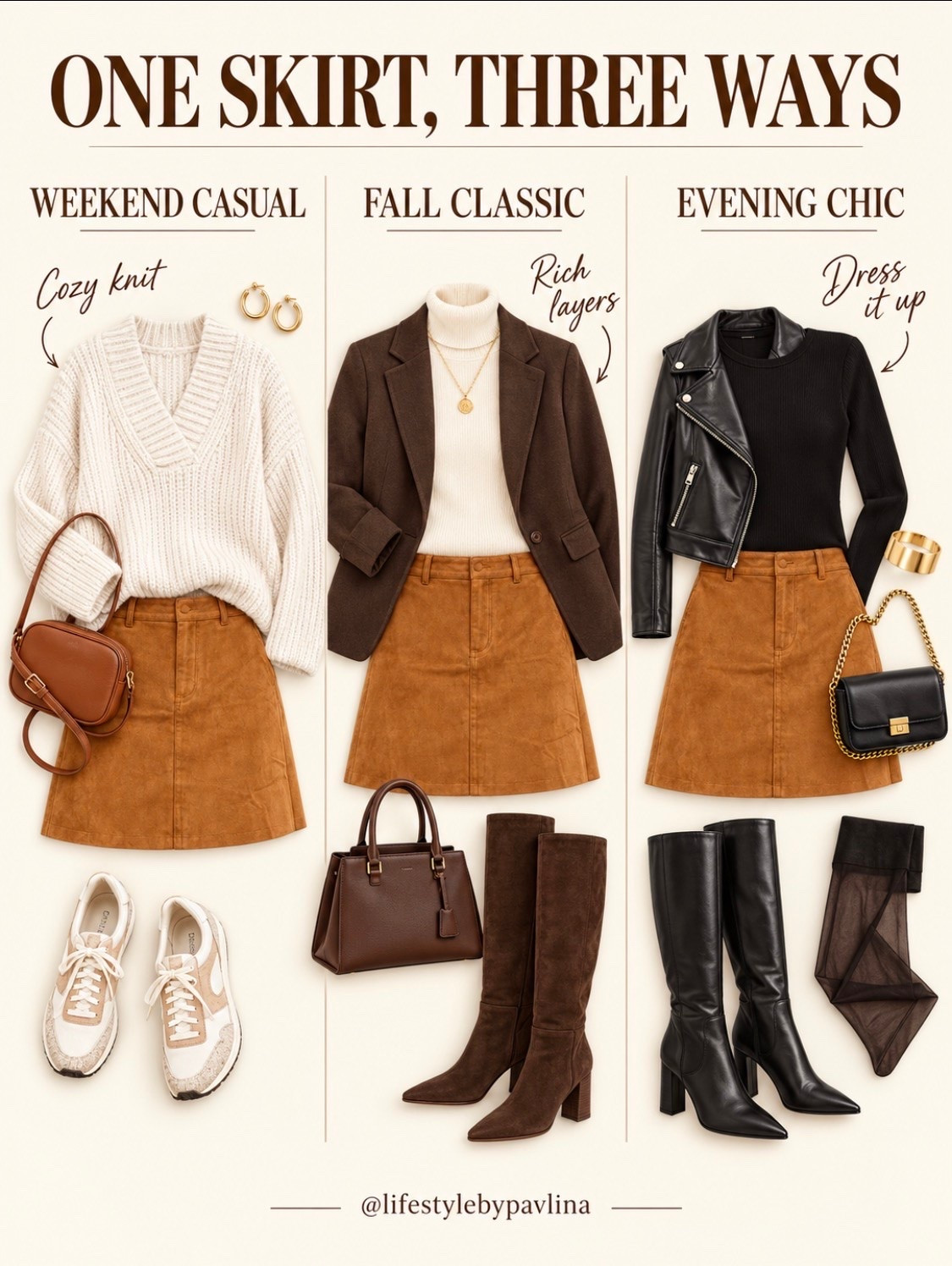 Swede skirt styling!!
#ltkmidsize #ltkfall #fallskirt

This a line skirt is a must have, styling it 3 ways

Fall skirt, fall outfit, fall trends, fall sweaters
