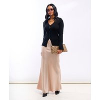 Champagne Satin Maxi Slip Skirt | Size: 12 | Needs No Label