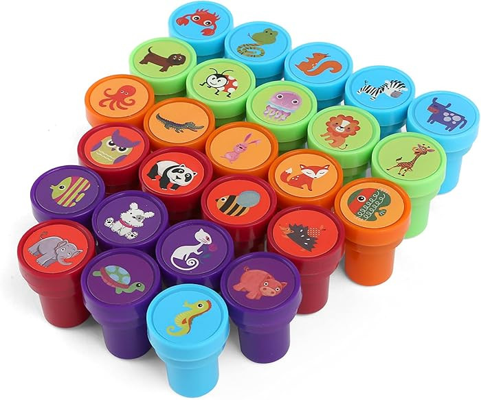 26Pcs Zoo Animal Stamps for Kids, Self Inking Stamps for Kids Birthday Gift, Farm Party Favors, T... | Amazon (US)