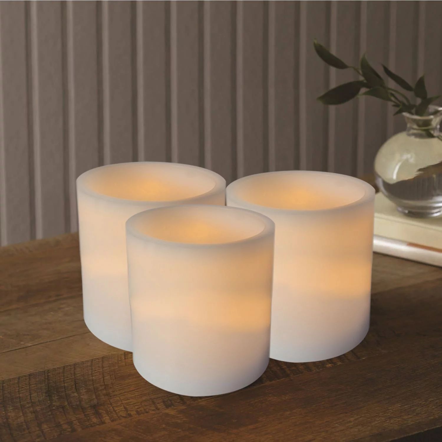 (3-pack) Mainstays 3x4 Inch Flameless LED Pillar Candles, White | Walmart (US)