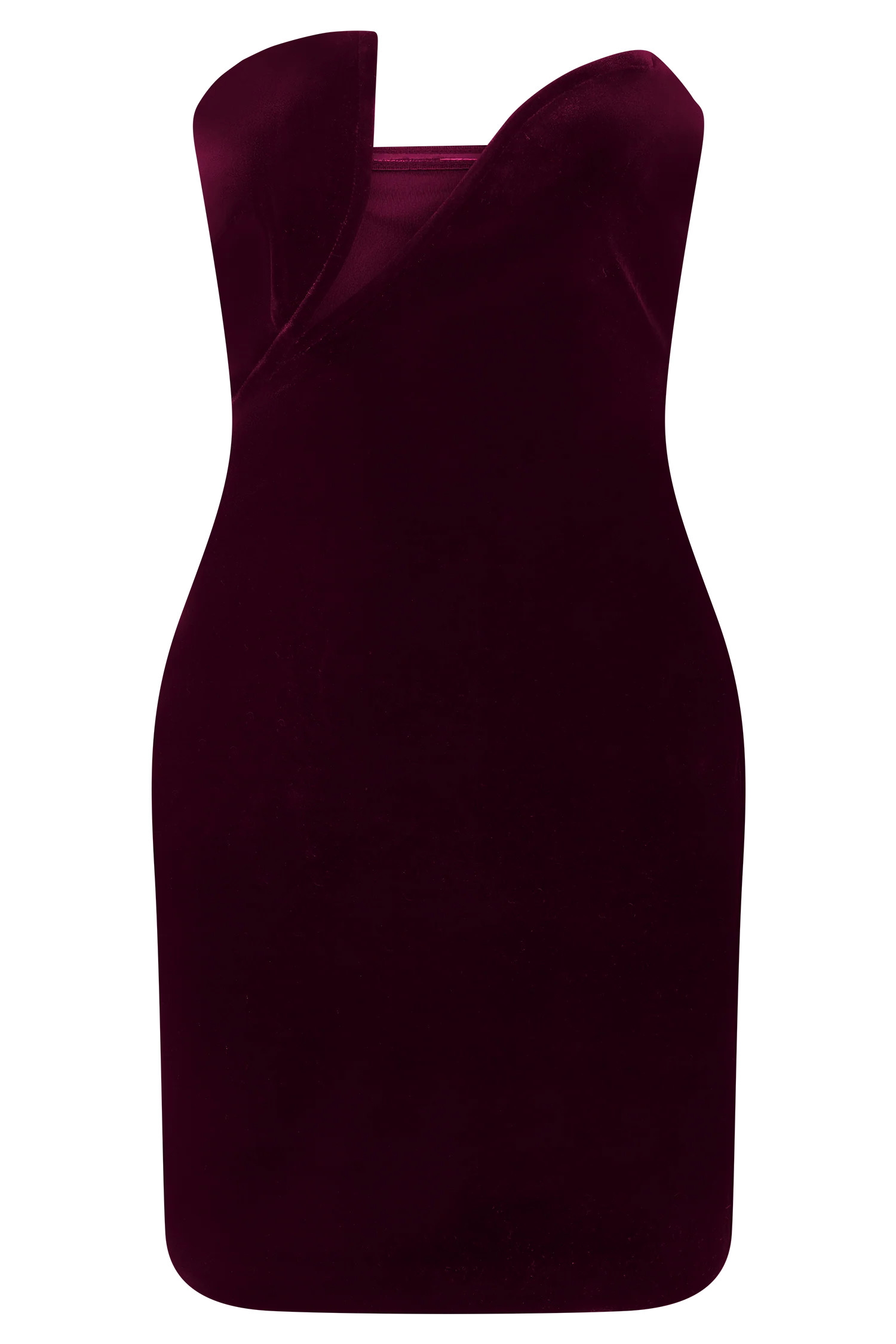 Paulina Velvet Strapless Mini Dress - Wine | Meshki UK
