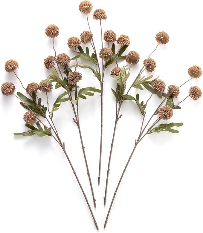 Laelfe Artificial Kiku Flower - 5 Pcs Fake Pompon Mums Silk Small Chrysanthemum Faux Ball Fall Fl... | Amazon (US)