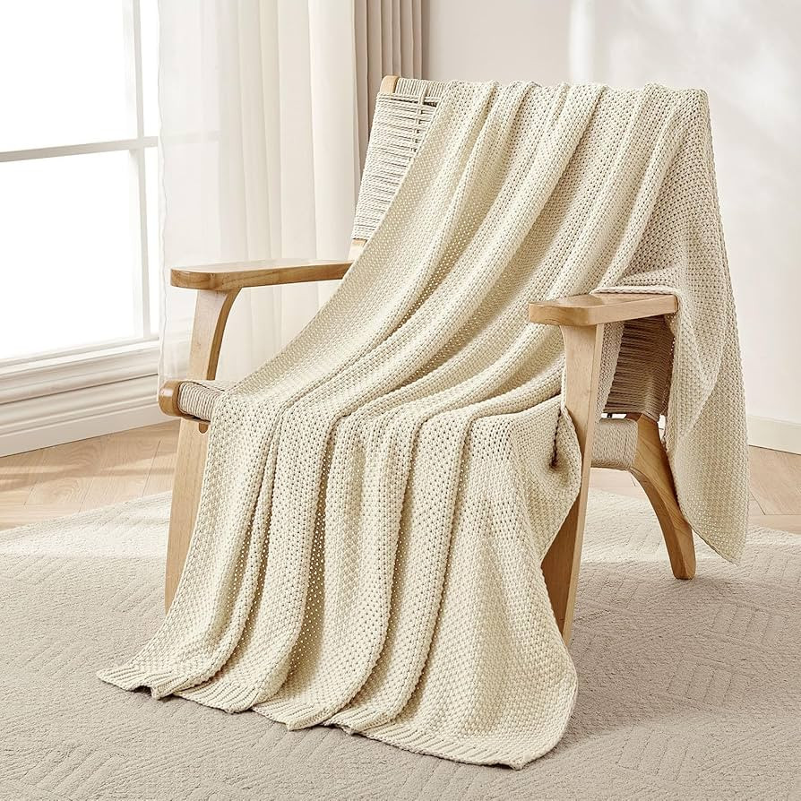 Joydeco Chunky Cable Knit Throw Blanket, Lightweight 100% Cotton Soft Cozy Throw Twin Blanket for... | Amazon (US)