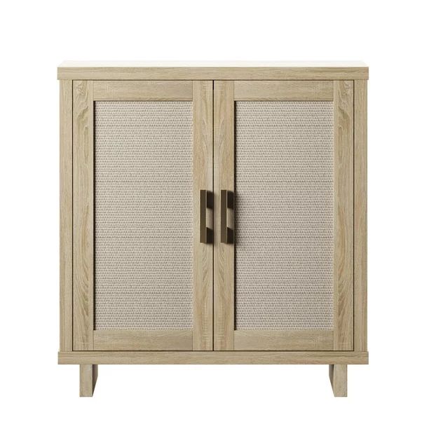 Twin Star Home Coastal 2-Door Accent Cabinet with Linen-Style Accents - Walmart.com | Walmart (US)