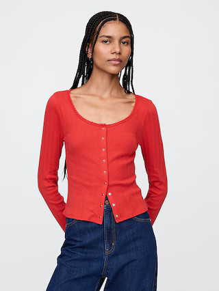 Cropped Pointelle Cardigan | Gap (US)