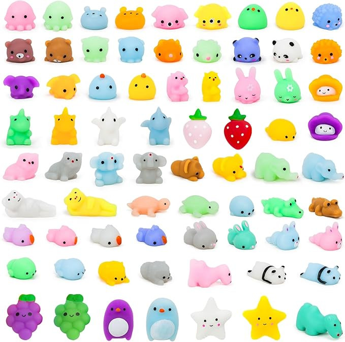 YIHONG 72 Pcs Kawaii Squishies, Mochi Squishy Toys for Kids Party Favors, Mini Stress Relief Toys... | Amazon (US)