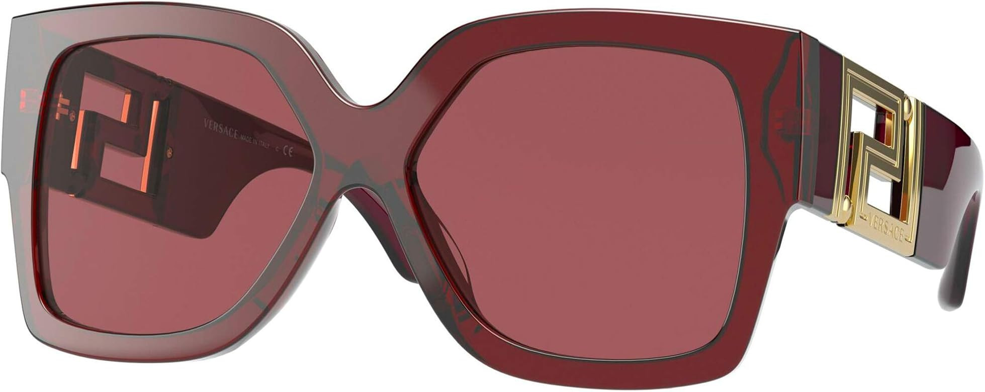 Versace 4402 388/69 Sunglasses Women's Transparent Red/Dark Violet Lenses 59mm | Amazon (US)