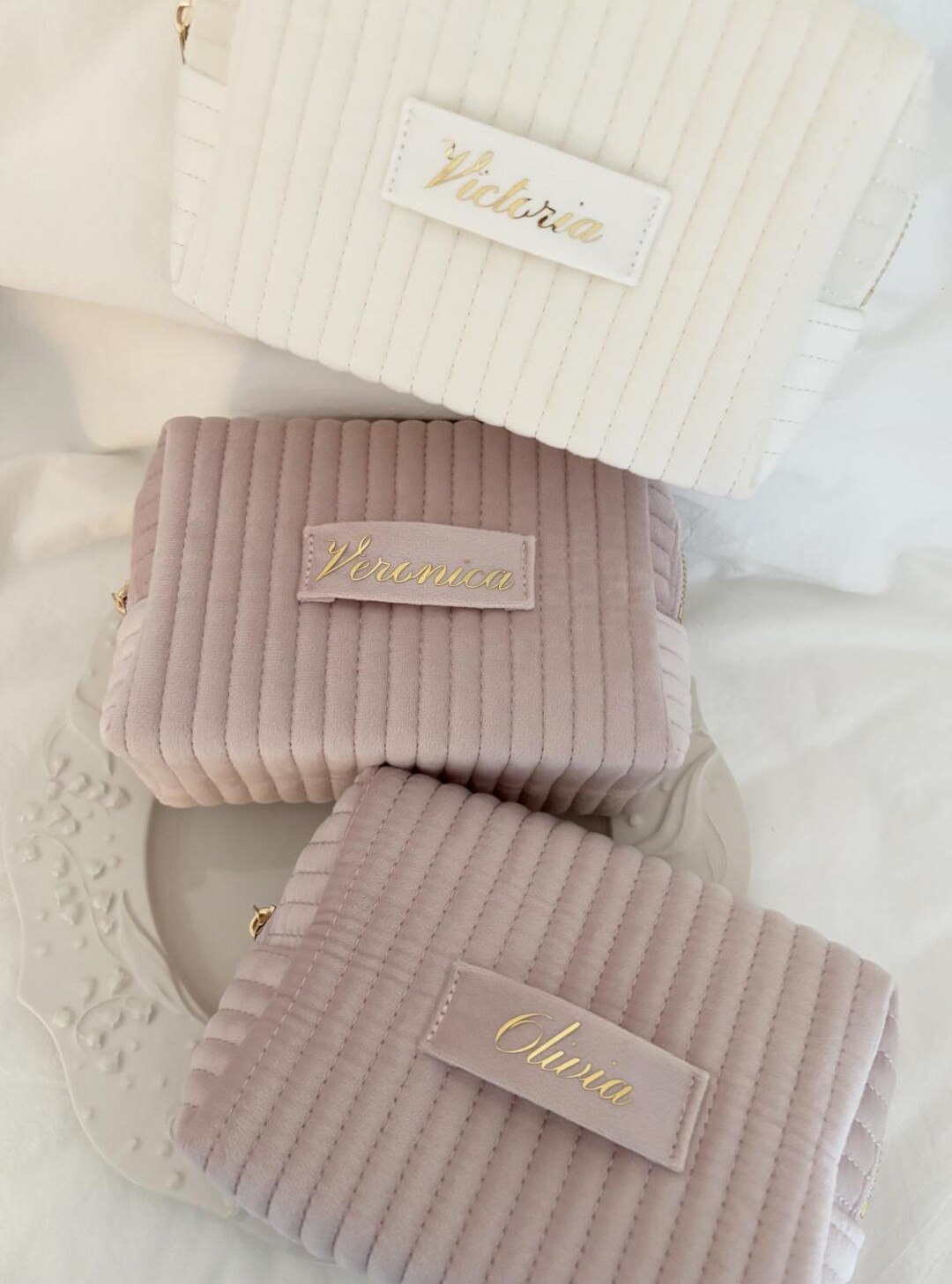 Personalized Velvet Bridesmaid Makeup Bag: Soft Gift (TERESA Design) - Etsy | Etsy (US)