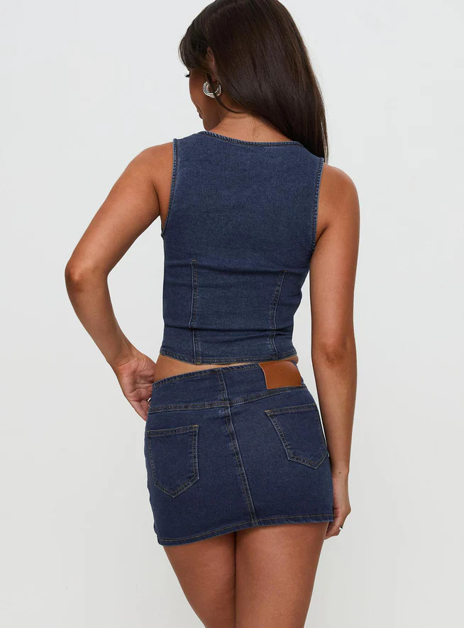 Popular Low Rise Mini Skirt Mid Blue Wash | Princess Polly US