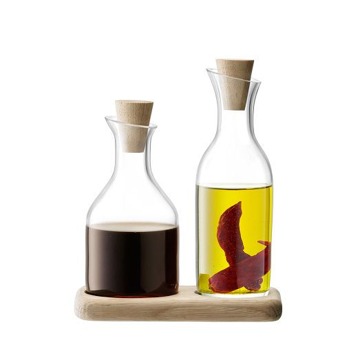 Serve Oil & Vinegar Set w/ Oak Base | West Elm (US)