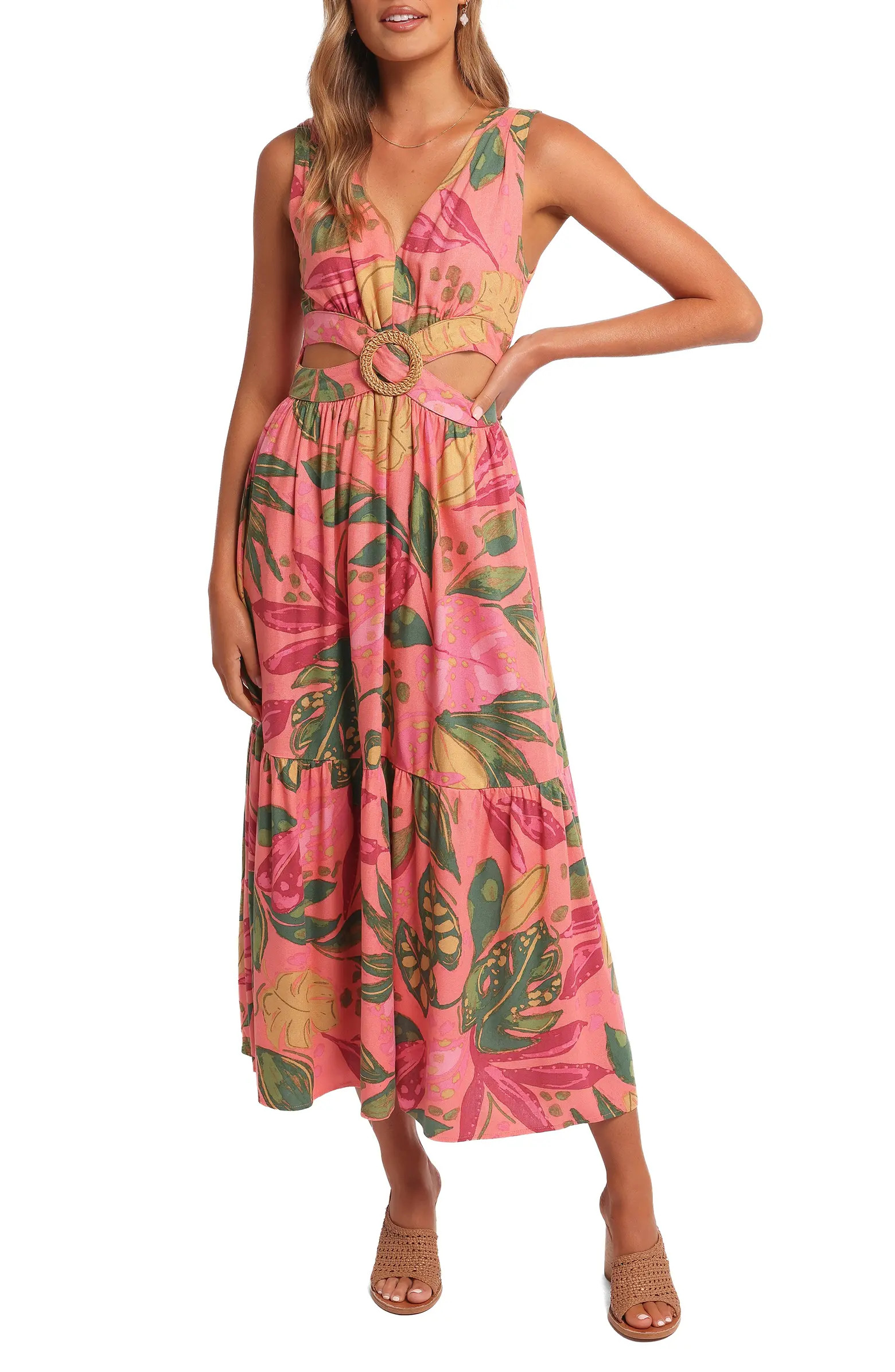 Petal & Pup Oasis Print Cutout Midi Dress | Nordstrom | Nordstrom