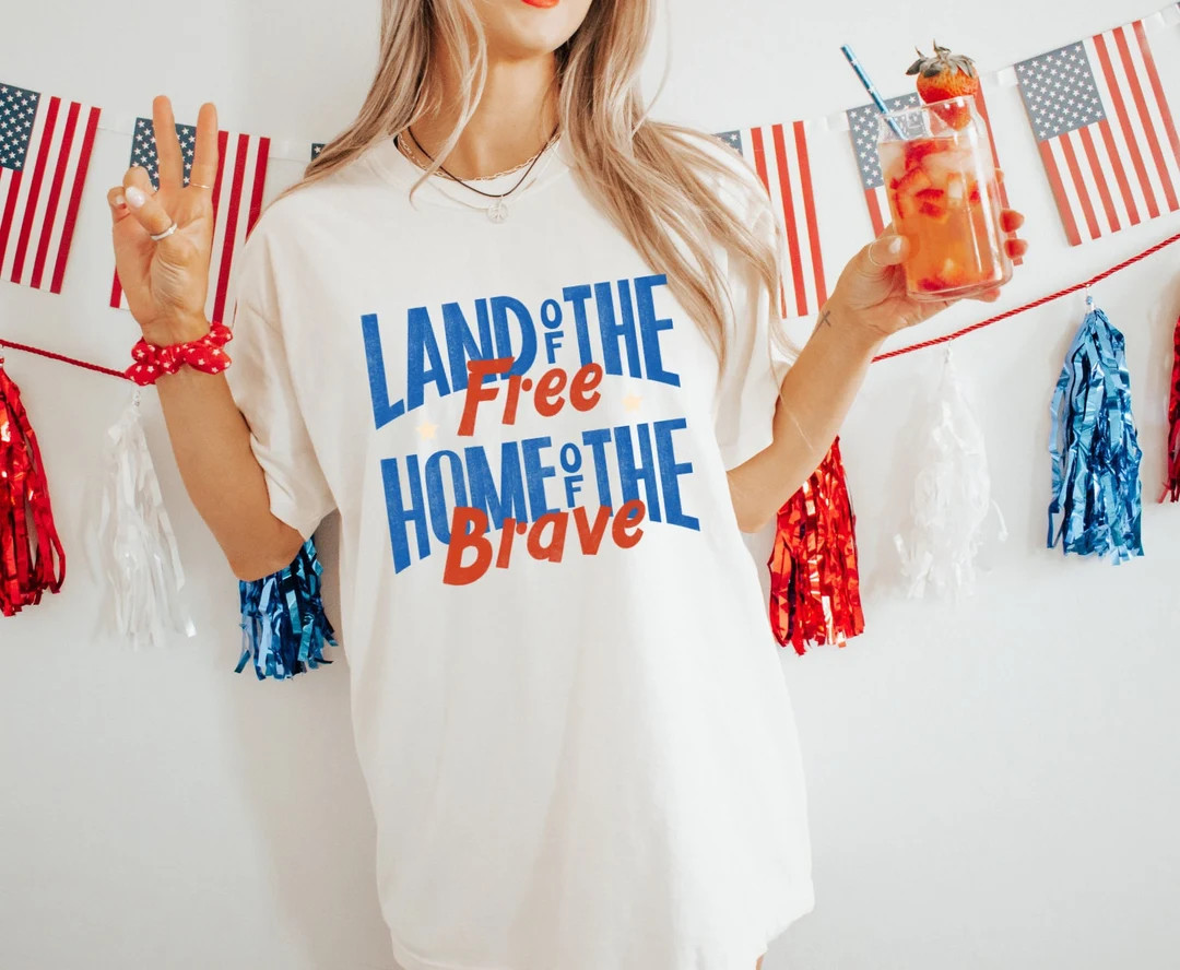 Land of the Free, Home of the Brave, 4th of July Shirt, Red White and Blue Tshirt, America, Usa, ... | Etsy (US)