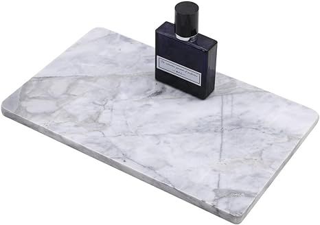 Rectangular Marble Vanity Tray for Counter, Bathroom, Dresser, Nightstand or Desk, 10-1/4" x 6-1/... | Amazon (US)