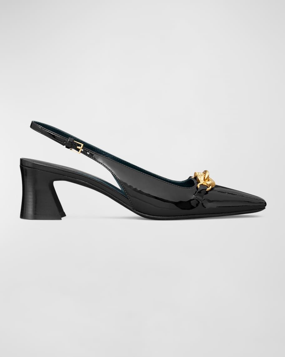 Tory Burch Jessa Patent Horse Bit Slingback Pumps | Neiman Marcus