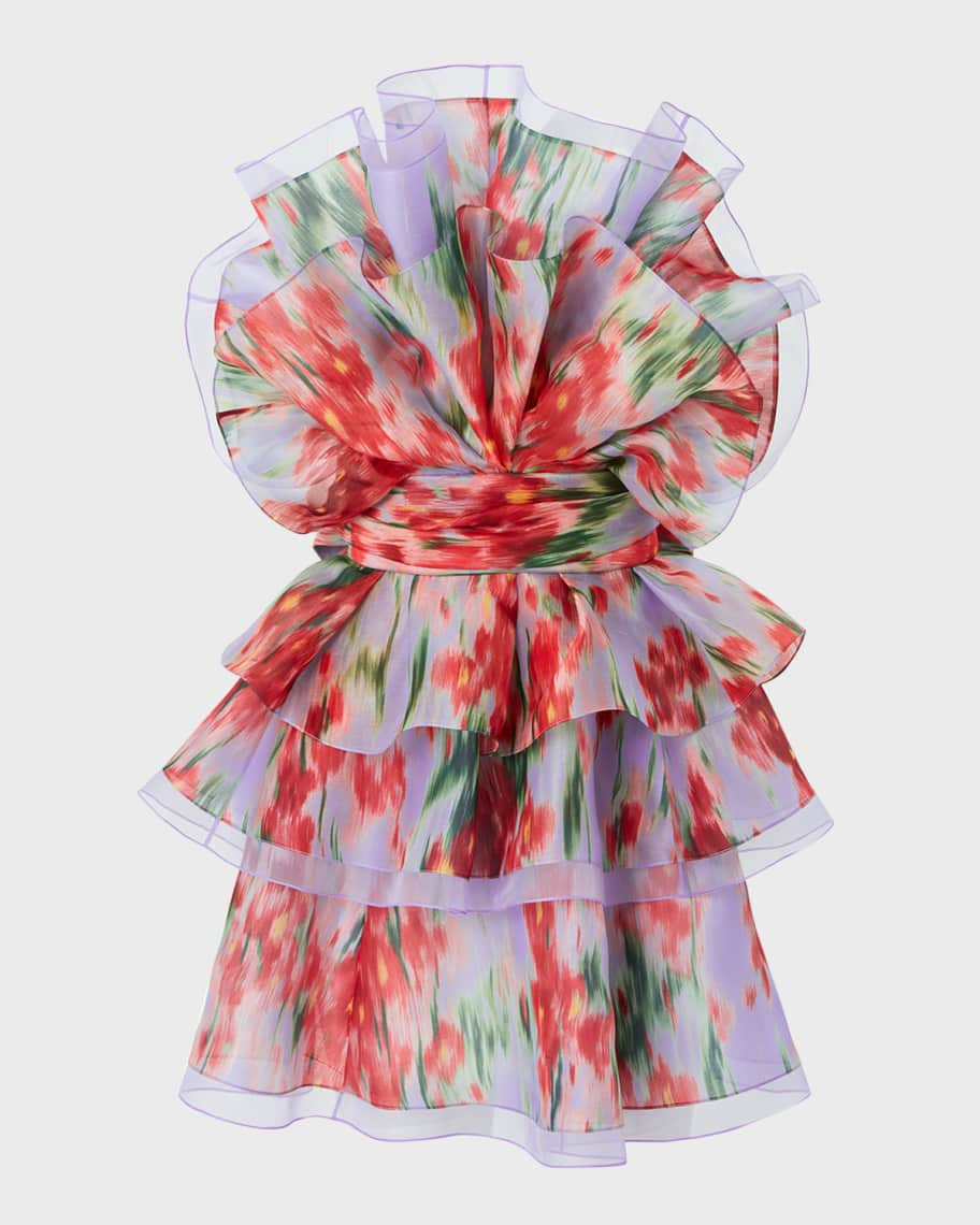 Strapless Tiered Ruffle Mini Dress | Neiman Marcus