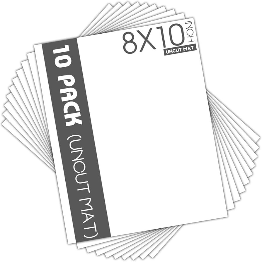 Mat Board Center, Pack of 10 8x10 White Uncut Mat Boards, Acid-Free Backing Matte Boards for Fram... | Amazon (US)