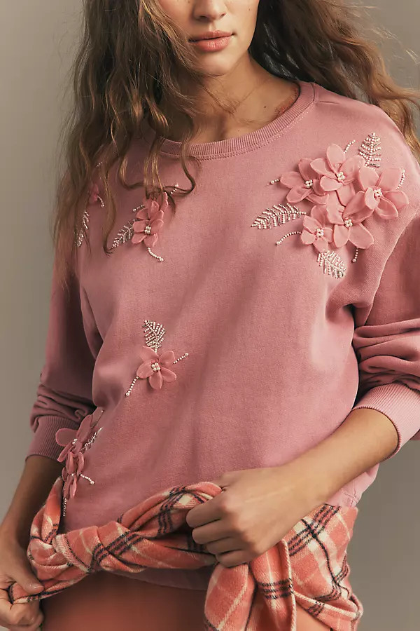 Crew-Neck Embellished Sweatshirt | Anthropologie (US)