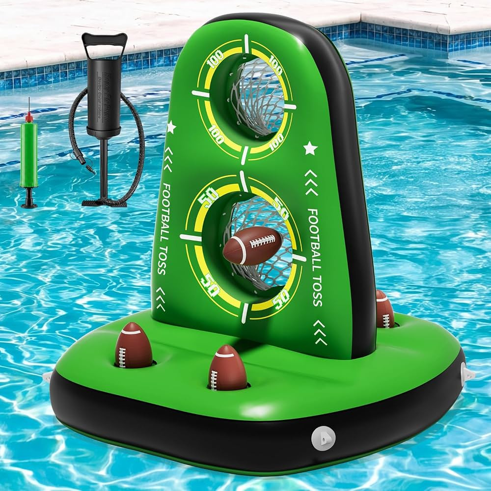 Inflatable Pool Football Toss Games, Water Football Target with 4 Balls & 2 Pumps, Stable Base & ... | Amazon (US)
