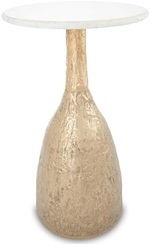 OBJET D'ART Small Round Gold End Tables, Tronc, 22'' Height, Vintage Metal Accent, Side, Pedestal... | Amazon (US)