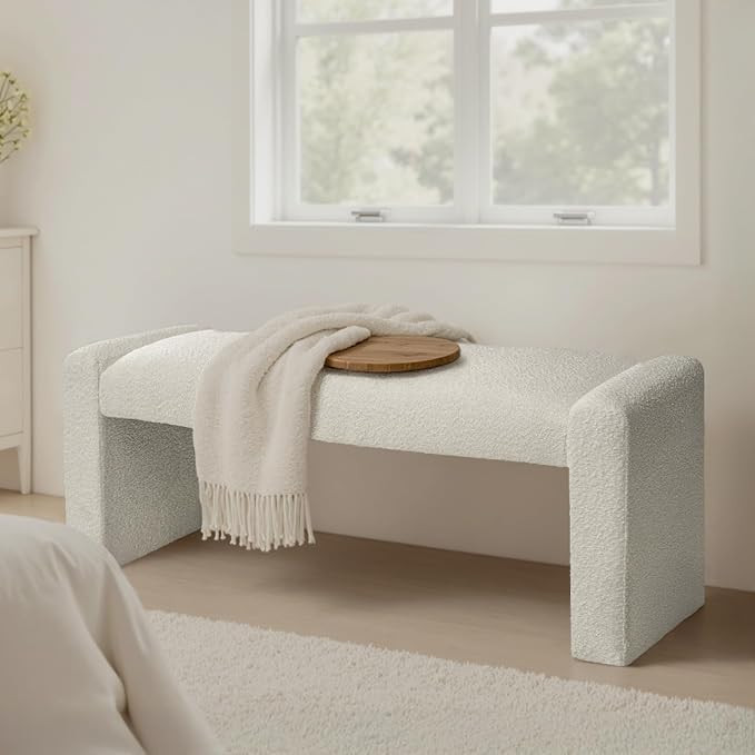 47" End of Bed Bench, Modern Fabric Upholstered Bench with Wood Frame | Amazon (US)