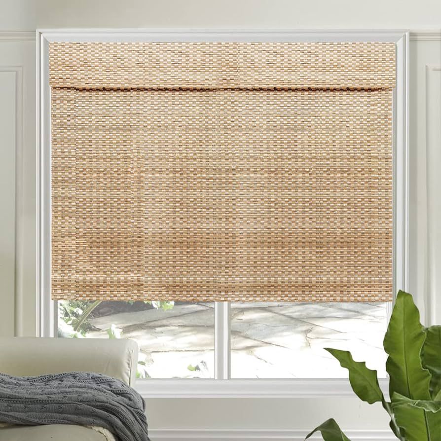 LETAU Wood Window Cordless Shades Blinds, Bamboo Light Filtering Custom Roller Shades,Pattern 9 | Amazon (US)