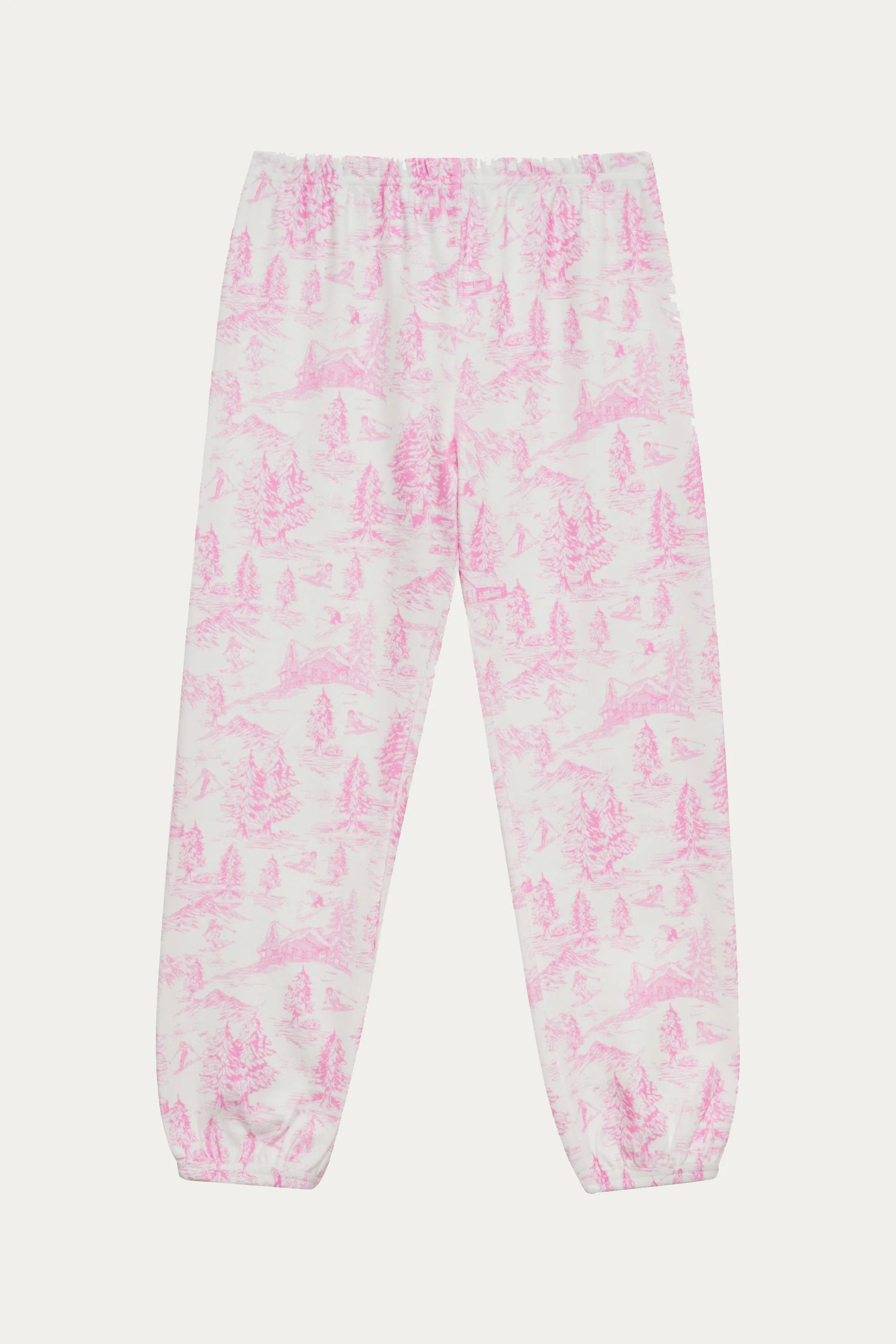 Little Georgie Pant Powder Pink Toile | Kids Alps Print Sweatpant | Beach Riot | Beach Riot