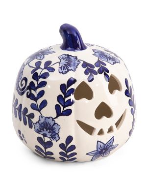 Ceramic Printed Jack O Lantern Tea Light Holder | Halloween | Marshalls | Marshalls