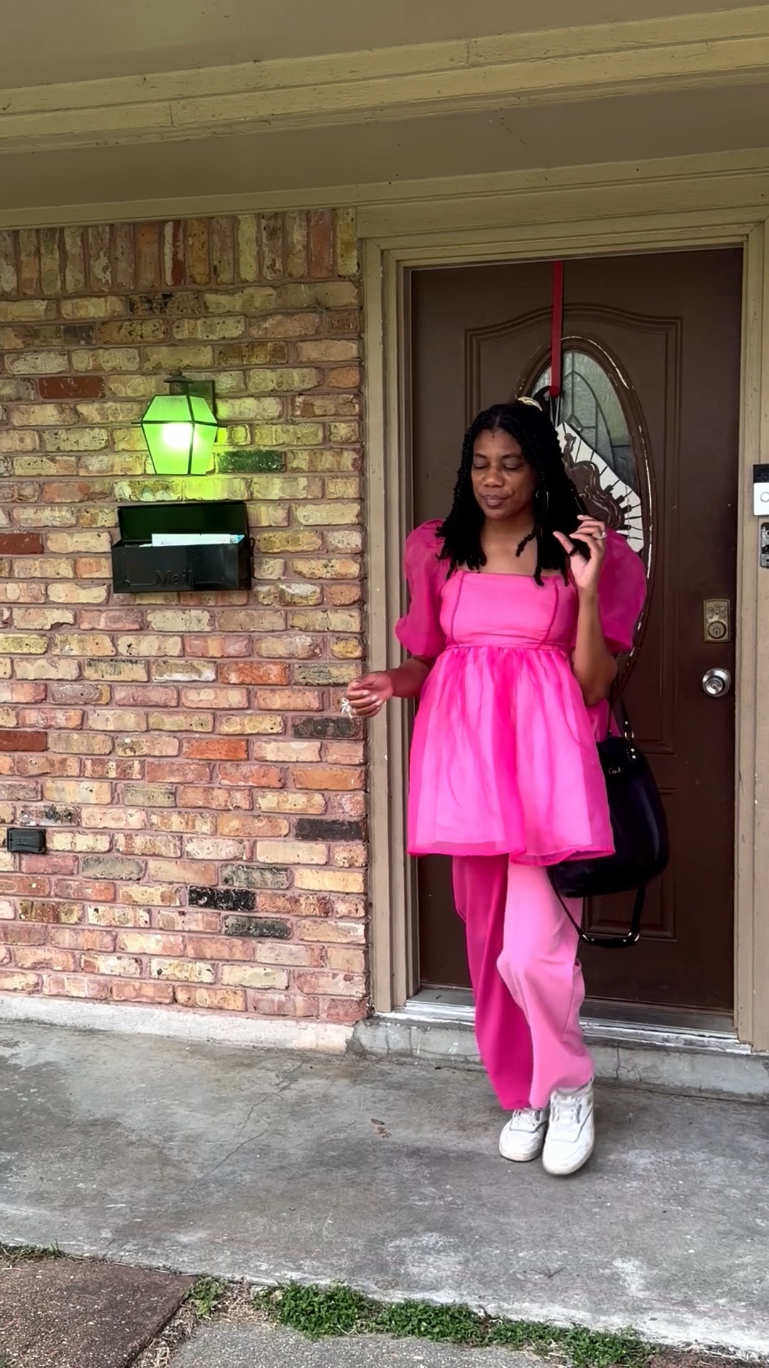 Pink tulle babydoll dress +
Color block pants +
Coach distressed high tops +
Vintage coach handbag

#LTKdayinmylife #LTKTall #LTKWorkwear
