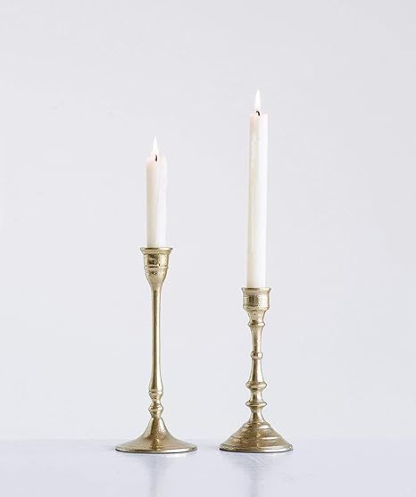 Creative Co-Op Decorative Gold Aluminum Taper (Set of 2 Sizes) Candle Holder | Amazon (US)
