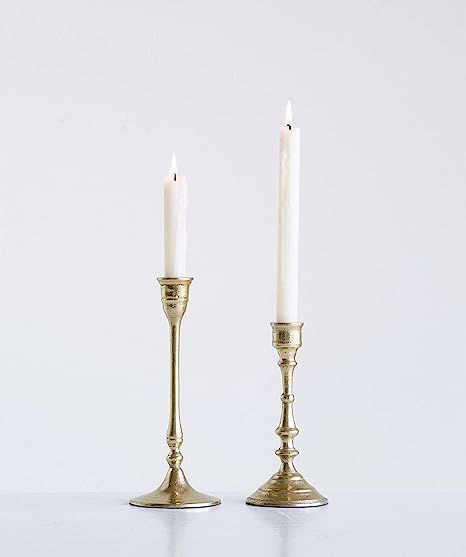 Creative Co-Op Decorative Gold Aluminum Taper (Set of 2 Sizes) Candle Holder | Amazon (US)