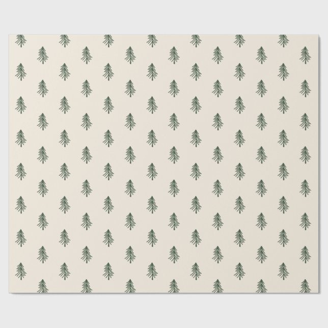 Rustic Green and Beige Pine Trees Christmas Wrapping Paper | Zazzle | Zazzle