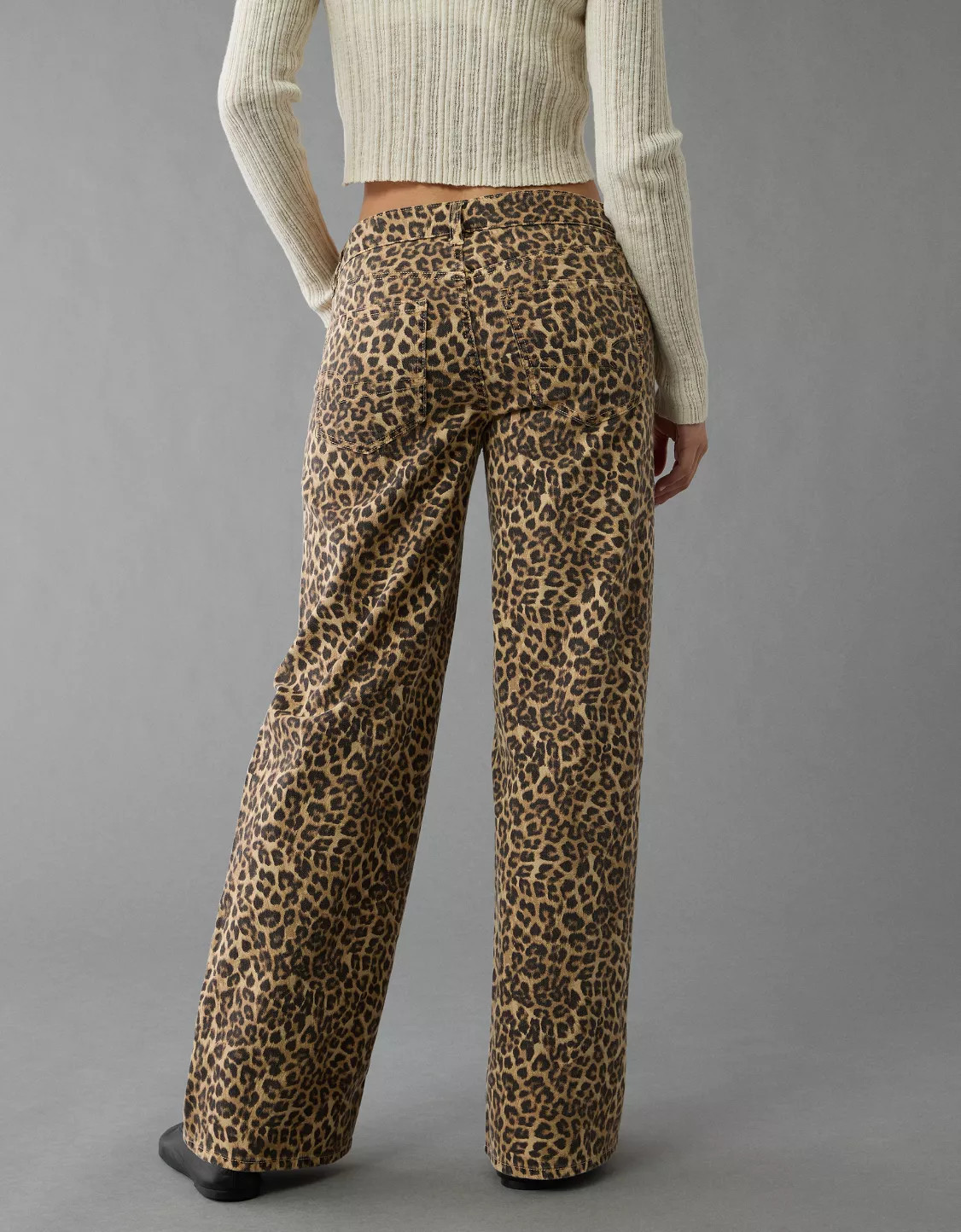 AE Stretch Leopard Low-Rise Baggy Wide-Leg Pant | American Eagle Outfitters (US & CA)