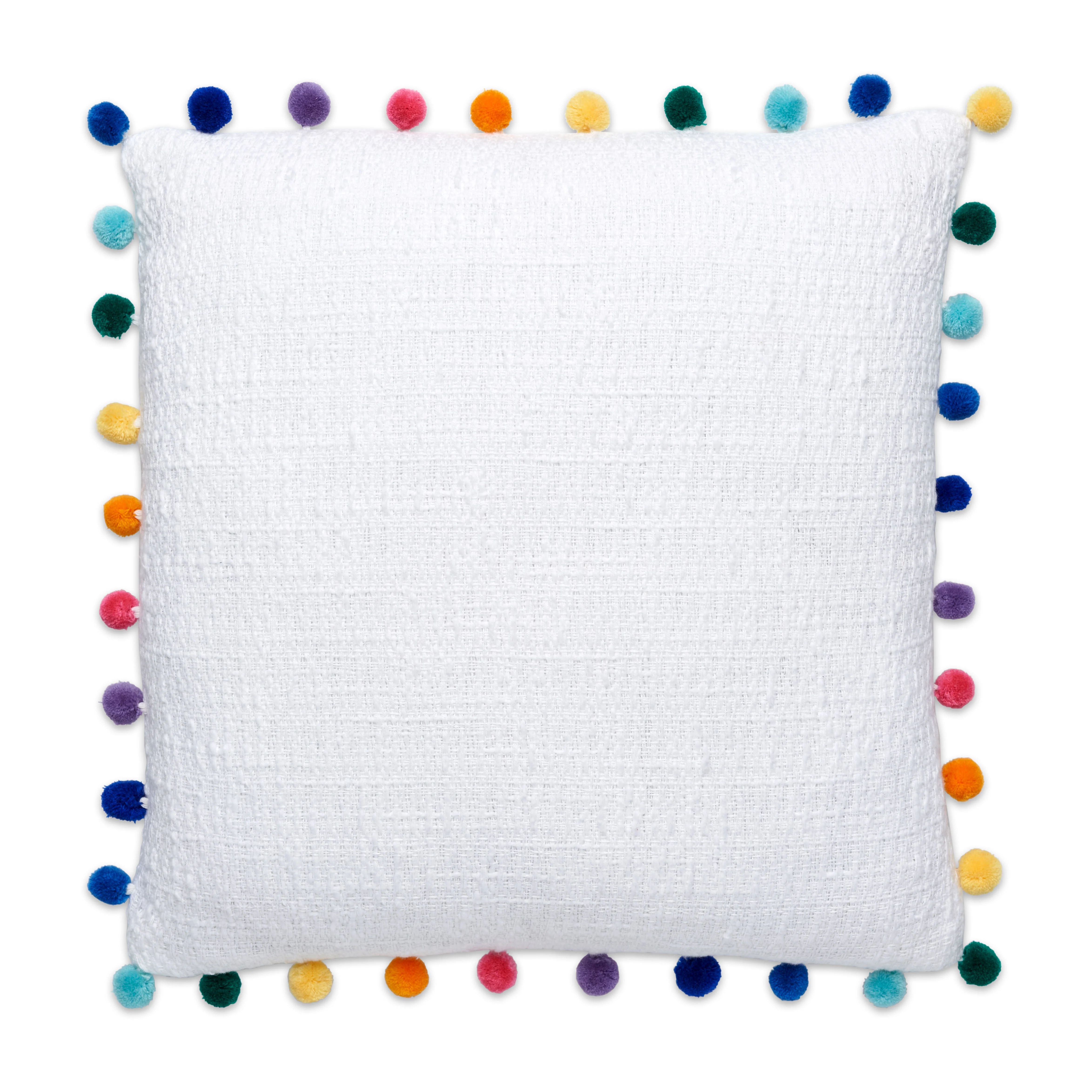 Gap Home Kids Organic Cotton Decorative Pillow with Pom Trim, White, 18 x18 | Walmart (US)