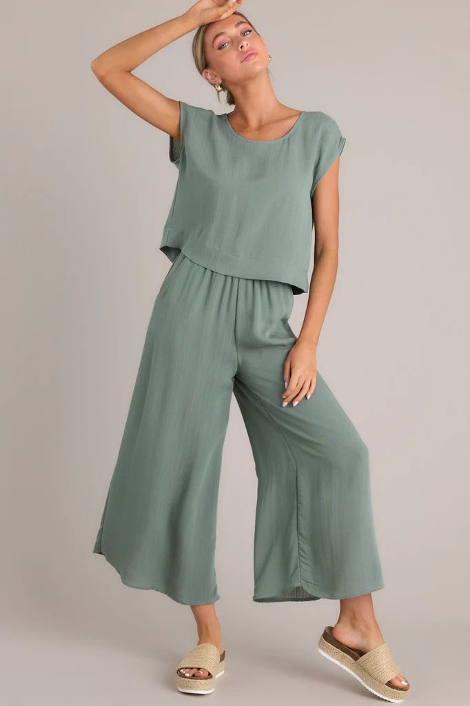 Timeless Threads Sage Green Cropped Pants | Red Dress