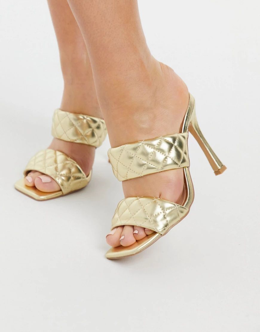 London Rebel quilted mules in gold | ASOS (Global)
