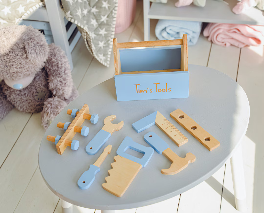 Wooden Kids Toolbox as Baptism Gift Boy Idea Wooden Learning - Etsy | Etsy (US)