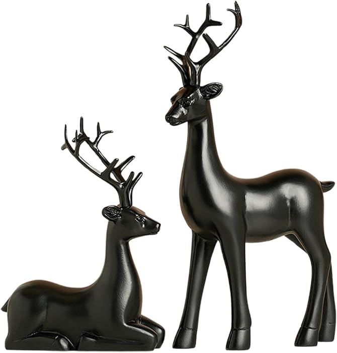 2PCS Christmas Training Deer Modern Elk Sculpture Exquisite Warm Home Decoration Deer Image Chris... | Amazon (US)