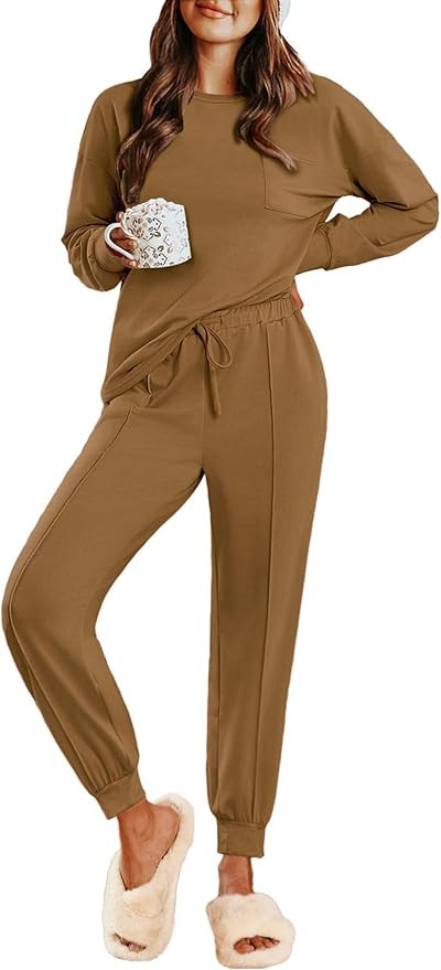 Ekouaer Lounge Sets for Women 2 Piece Jogger Pajama Long Sleeve Pants Loungewear Sweatsuits Casua... | Amazon (US)