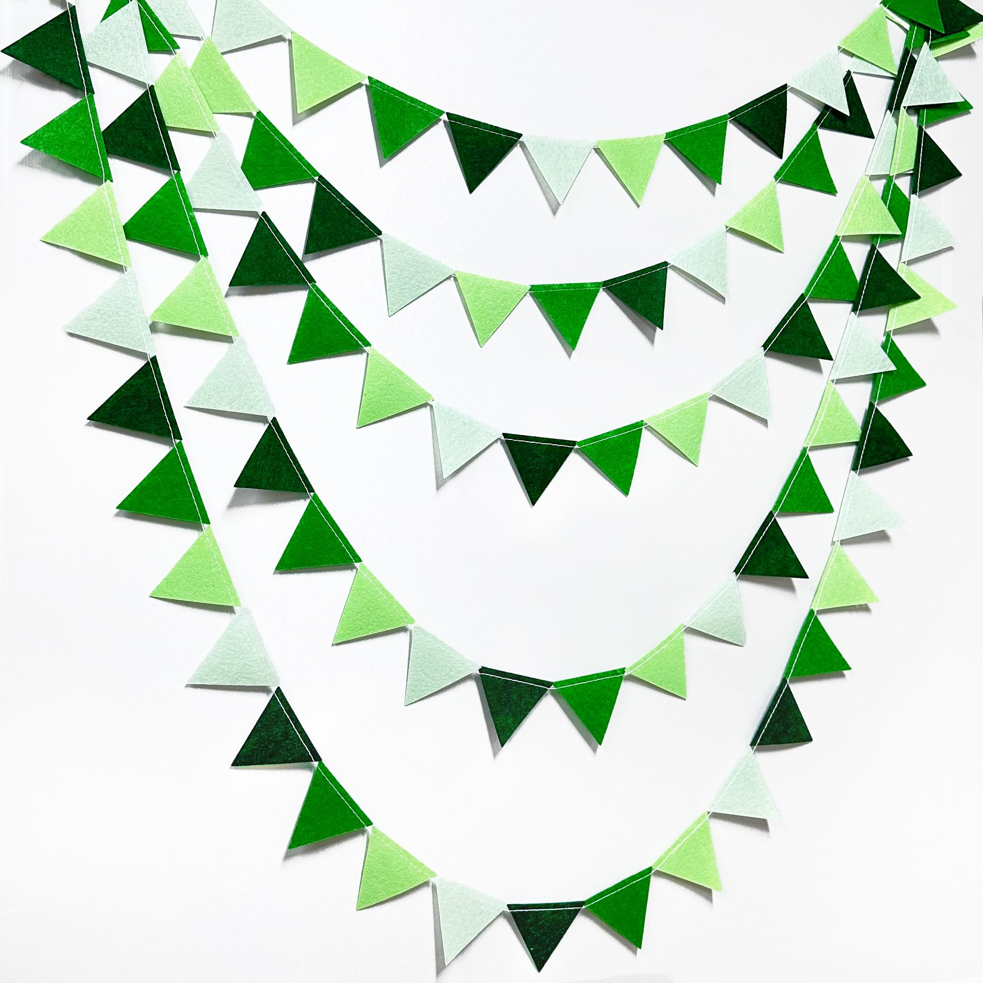 Green Party Decorations Ombre Green Felt Hanging Triangle Mini Bunting Pennant Banner Flag for Bi... | Amazon (US)